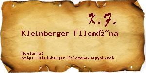 Kleinberger Filoména névjegykártya